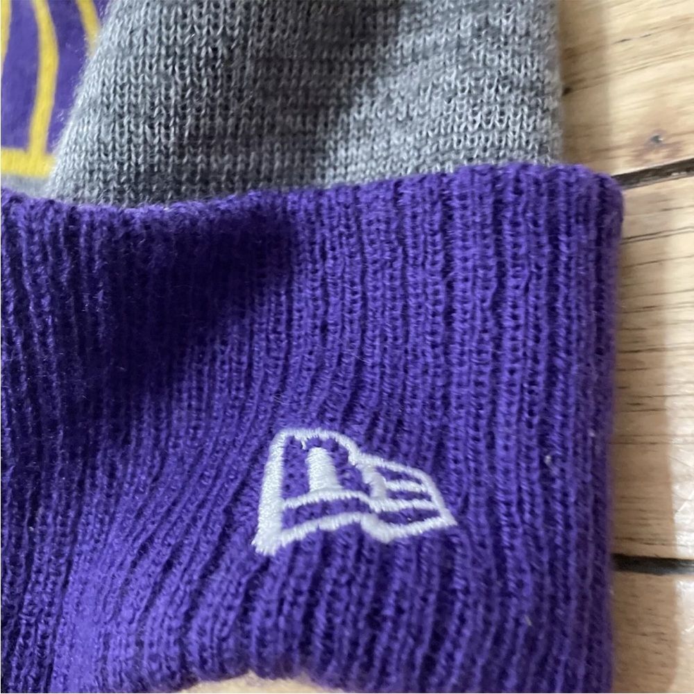 NFL Vikings New Era Beanie Adult Winter Snow Hat Purple Gray Yellow Knit Cap - Picture 6 of 10
